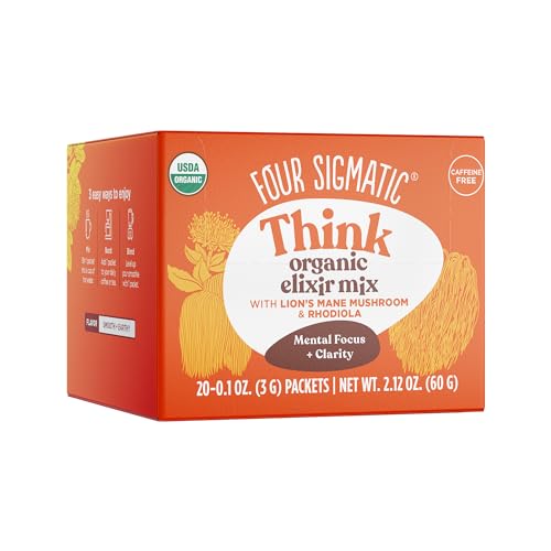 Four Sigmatic Lion's Mane Focus Elixir Mushroom Coffee Alternative | Organic Lion's Mane Mushroom Powder, Rhodiola & Rose Hips | Immune & Memory Support | Paleo | Pack of 20 Four Sigmatic