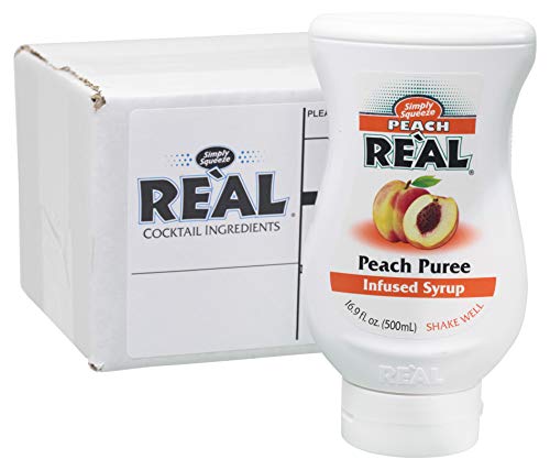 Peach Reàl, Peach Puree Infused Syrup, 16.9 FL OZ Squeezable Bottle (Pack of 1) PEACH REÀL