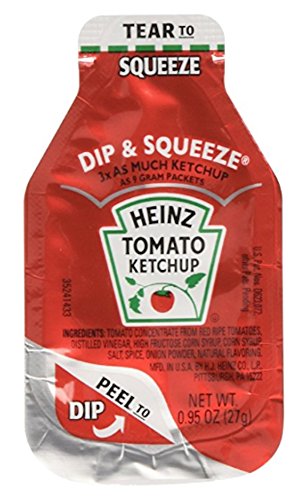 Heinz Dip & Squeeze Tomato Ketchup, 0.95 oz Packets, 50 Count