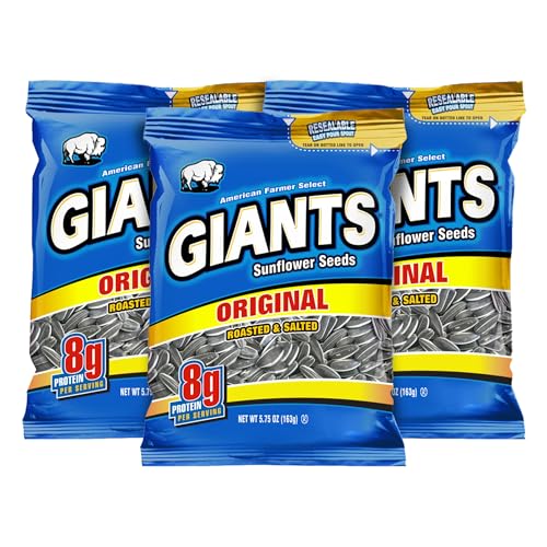 GIANTS Original Sunflower Seeds - Bulk, Lightly Salted for Eating, High Protein Snack with 8g Protein Per Serving - 5.75 Oz Bags (Pack of 3)