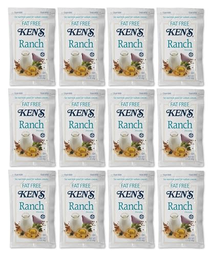 Ken's Steak House Fat Free Ranch Dressing 1.5 oz Pouch | Gluten-Free | Kosher | Made In America | 12 Pack Ken's