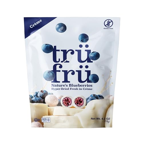 Tru Fru Nature's Blueberries Hyper-Dried in Crème, Premium Gourmet Freeze Dried Snack, 4.2 oz