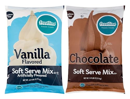 Frostline Vanilla & Chocolate Soft Serve Powdered Ice Cream Mix | Lactose Free | Kosher | 6 lb. Bag Each Frostline