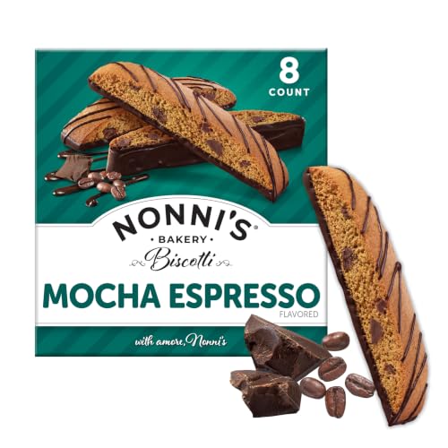 Nonni's Mocha Espresso Biscotti, Gourmet Cookies Individually Wrapped, 8ct