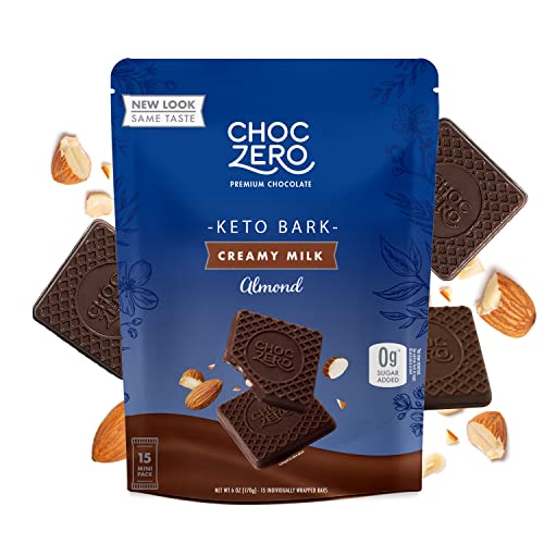 ChocZero Milk Chocolate with Almonds Keto Bark, 6 Ounce (Pack of 1)