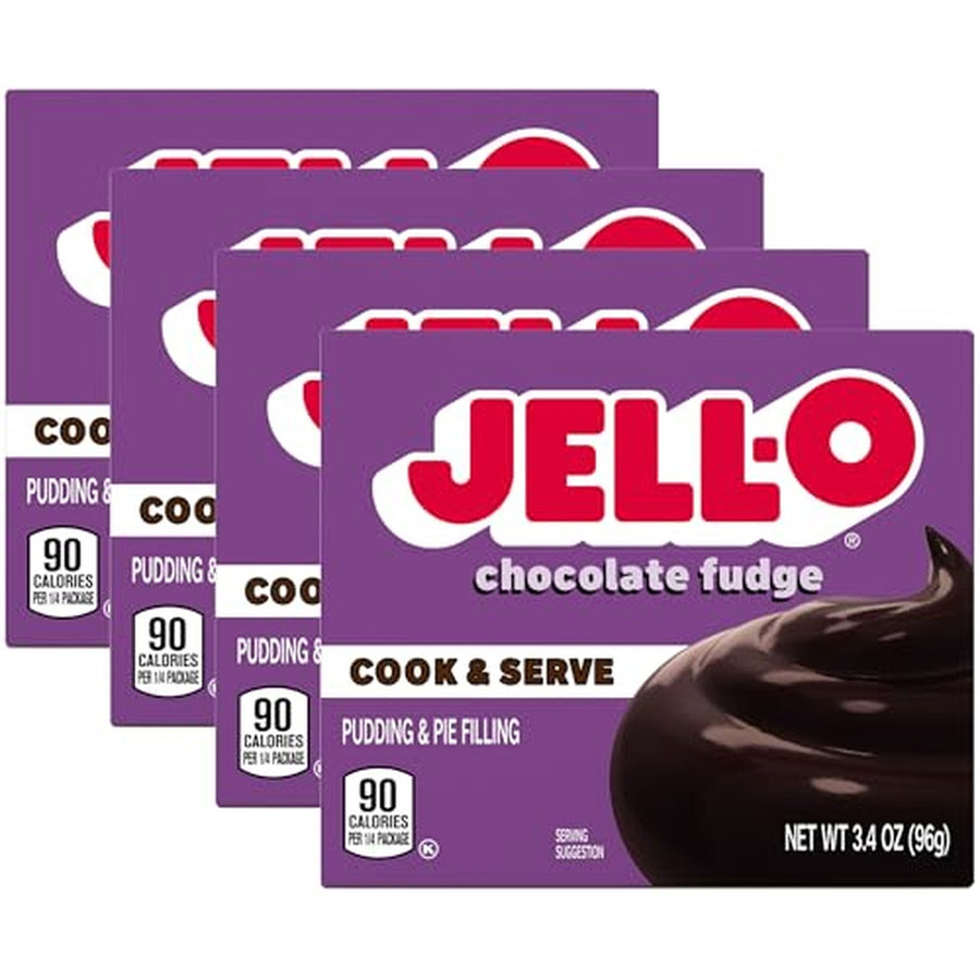 Jell-O Chocolate Fudge Cook & Serve Pudding Mix, 3.4 oz, 4 Pack