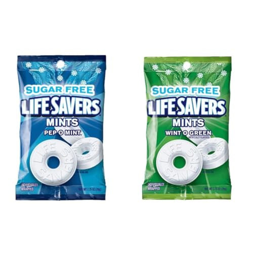 Life Savers Sugar Free Mints Variety, Wint O Green & Pep O Mint, 2 Bags