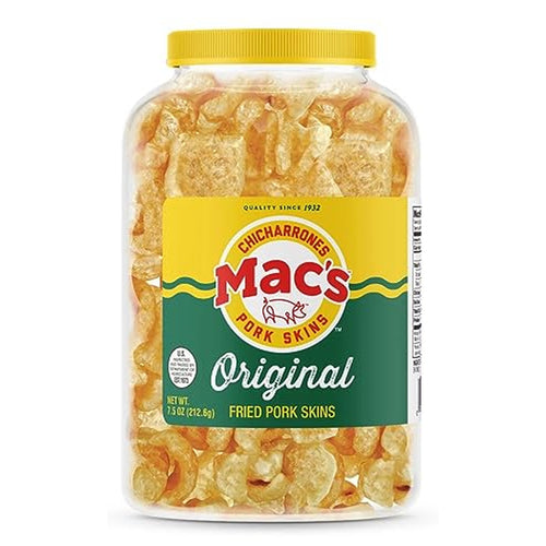 Mac's Original Fried Pork Rinds, Zero Carb, 7.5 oz Canister