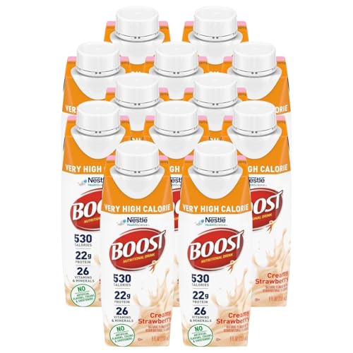 BOOST Very High Calorie Nutritional Drink, Creamy Strawberry, 12 Pack
