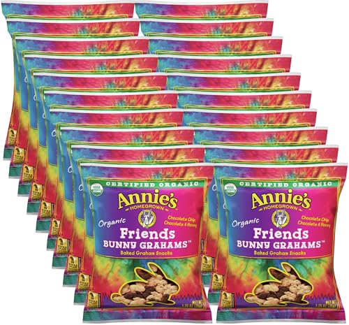 Annie Organic Friends Bunny Grahams - Pack of 20 - Delicious Baked Grahams - Chocolate Chip and Chocolate Honey Flavors - Certified Organic Annie's Homegrown