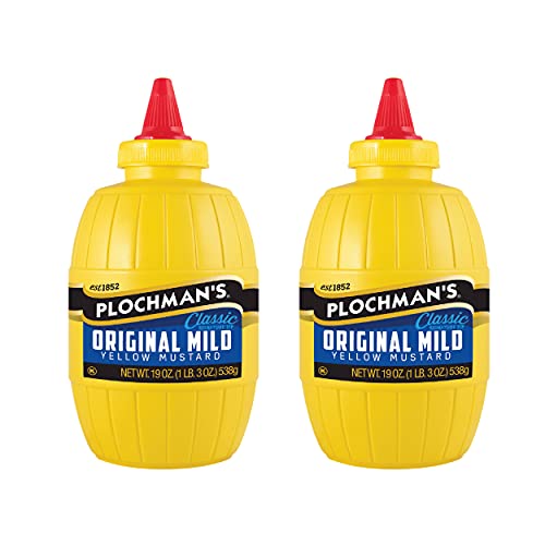 Plochman's Original Mild Classic Yellow Mustard, Original,vinegar, 19 Ounce (Pack of 2) Plochman's