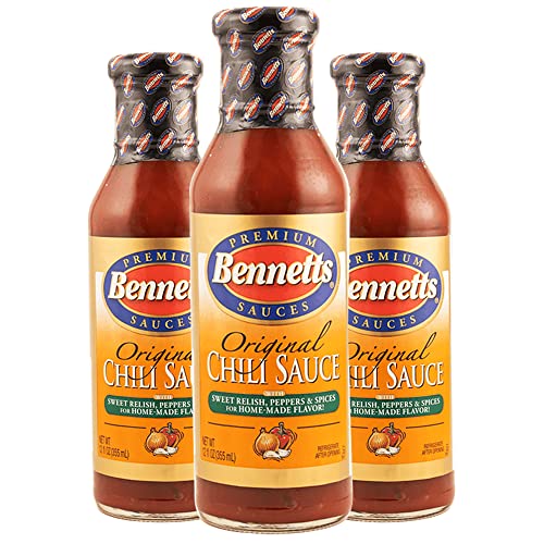 Bennett's Original Chili Sauce, 12 oz Bottle, Pack of 3, Classic Homemade Taste, Kosher Pantry Staple, Sweet and Spicy Sauce for Meatloaf, Sloppy Joes, Burgers, Grilling, and More Bennett's