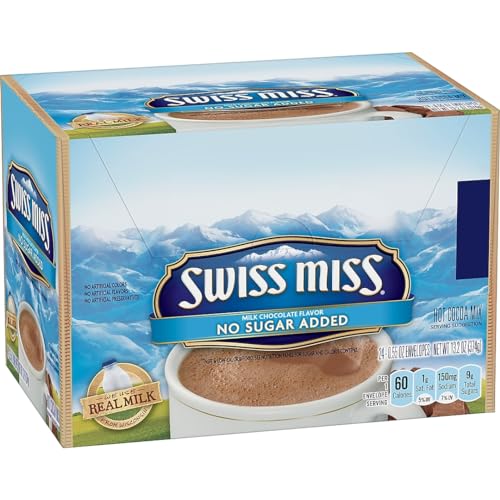 Swiss Miss No Sugar Added Hot Cocoa Mix, 24 Packets
