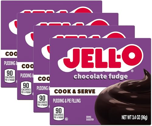 Jell-O Chocolate Fudge Cook & Serve Pudding & Pie Filling 3.4-Oz (Pack of 4) Jell-O
