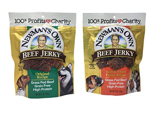 Newman's Own Beef Jerky 2 Set Treats for Dogs, Bundle of 2 Flavors, Original Recipe and Beef & Sweet Potato Recipe, 5oz Each Newman's Own Beef Jerky
