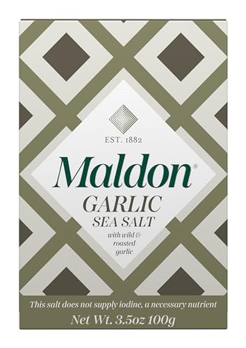 Maldon Garlic Sea Salt Flakes, Wild and Roasted Garlic, 3.5 oz