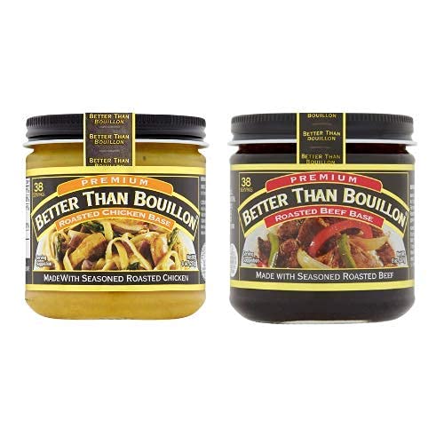 Better than Bouillon Premium Roasted Beef Base & Roasted Chicken Base 8 ounce Jars (Pack of 2)