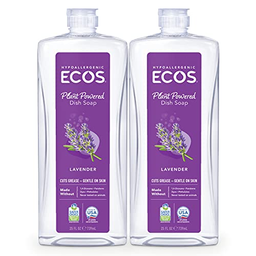 ECOS® Hypoallergenic Dish Soap, Natural Lavender, 25 Fl Oz (Pack of 2)