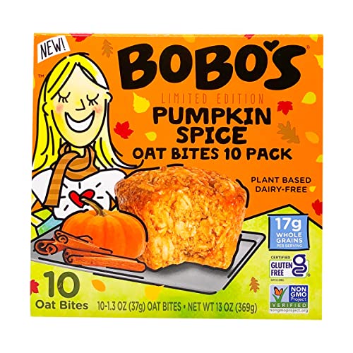 Bobo's Pumpkin Spice Oat Bites, 13 oz, 10 Count retail packaging