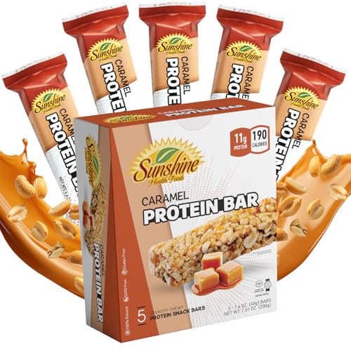 Gluten free Protein Bars, 5 Caramel Healthy Protein Bars for Active Lifestyles, Ideal Protein Bars for Meal Replacement, Perfect High Protein Bars for Muscle Recovery, and Sustained Energy Sunshine Health Foods