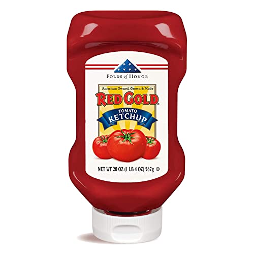 Red Gold and Folds of Honor Tomato Ketchup, Kosher and Gluten Free, 20 Ounce Squeeze Bottle