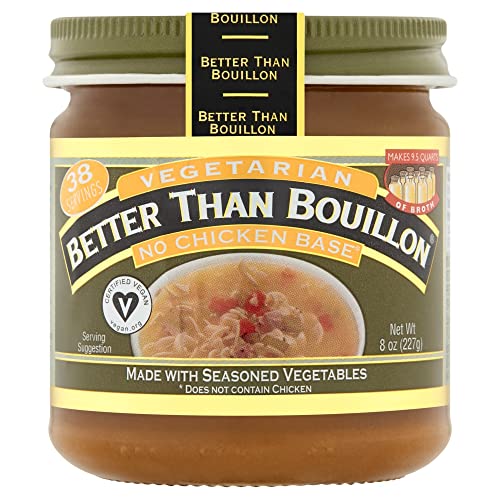 Better Than Bouillon Vegetarian No Chicken Base, Made with Seasoned Vegetables, Certified Vegan, Makes 9.5 Quarts of Broth, 38 Servings, 8 OZ Jar (Pack of 1) Better Than Bouillon