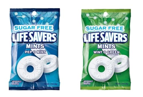 Life Savers Sugar Free Variety Pack - Pack of 2 - One of Each Flavor - Wint O Green and Pep O Mint - Delicious Variety - Perfect for Sharing Life Savers