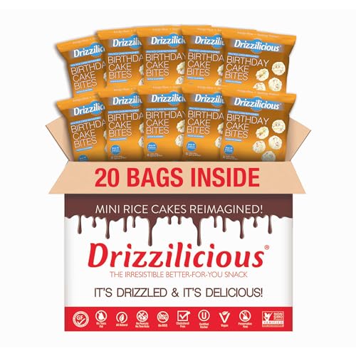 Drizzilicious Birthday Cake Rice Cake Bites, 20 Snack Bags