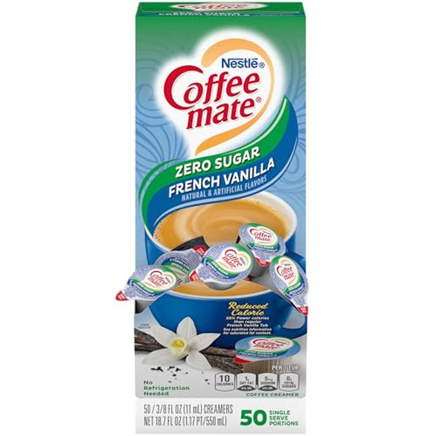 Coffee mate Liquid Creamer Singles, Sugar Free French Vanilla, 50 Count