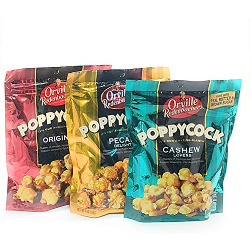 Poppycock Popcorn Variety Pack, Original, Pecan, Cashew, 7 oz, 3 Pack