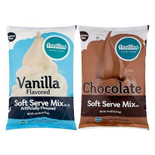 Frostline Vanilla & Chocolate Soft Serve Mix, Lactose Free, 6 lb, 2 Bags