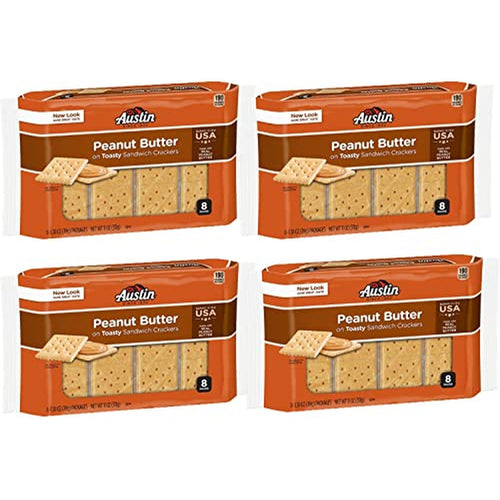 Austin Toasty Crackers with Peanut Butter, 8 Count, 4 Pack
