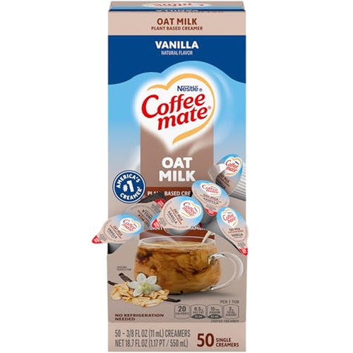 Coffee mate Plant Based Creamer Singles, Vanilla Oat Milk, 50 Count