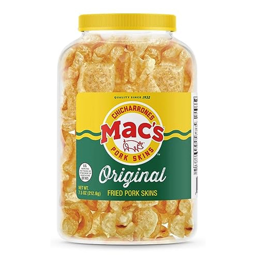 Canister of Mac's Original Fried Pork Rinds, 7.5 oz