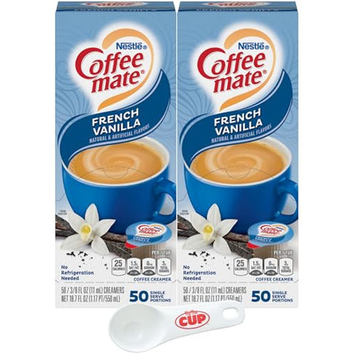 Coffee mate Liquid Creamer Singles, French Vanilla, 50 Count, 2 Boxes