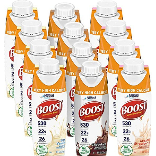 BOOST Very High Calorie Nutritional Drink, Variety Pack, 12 Count