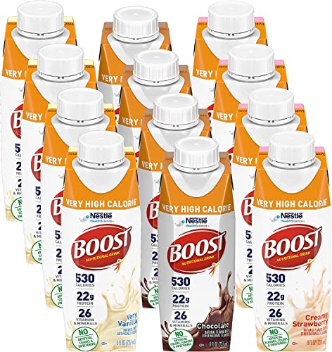 BOOST Very High Calorie Nutritional Drink, Variety Pack, 12 Count