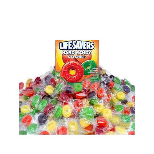 Life Savers Hard Candy 5 Flavors - 2 lbs of Candy - Individually Wrapped - Cherry, Watermelon, Orange, Pineapple, and Raspberry - Perfect for Stocking the Pantry Life Savers