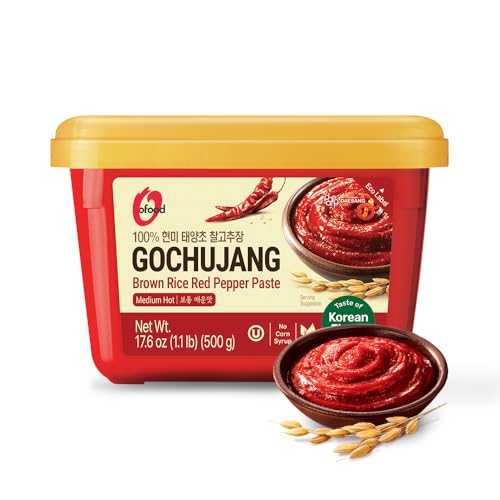 Gochujang – Korean Red Chili Paste [ Medium | 1.1 lb (500g) ] – Gluten-Free/ 0 Fat/ 0 Cholesterol / (40 Calories/Serving) | Spicy & Sweet Savory Fermented Sauce | Great for Bibimbap, Marinades, Stews & BBQ - O’food Chung Jung One
