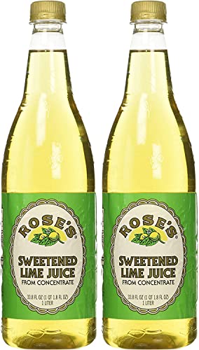 Rose's Lime Juice - Sweetened, 1 Liter (33.8 Fluid Ounces) Plastic Bottle (Pack of 2) Rose's Lime Juice