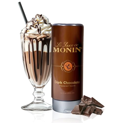 Monin - Gourmet Dark Chocolate Sauce, Velvety and Rich, Great for Desserts, Coffee, and Snacks, Gluten-Free, Non-GMO (12 Ounce) Monin
