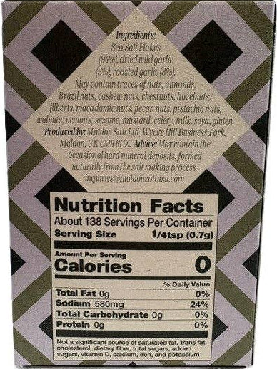 Maldon Garlic Sea Salt Flakes, Wild and Roasted Garlic, 3.5 oz