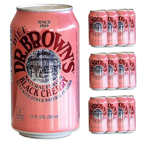 Dr Brown's Diet Black Cherry Soda - Smooth, Refreshing, Crisp Cherry Flavors - 12, 12oz Cans