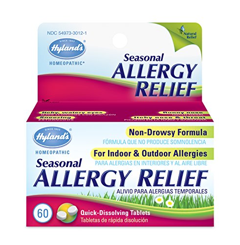 Allergy Pills by Hyland's, Non Drowsy Seasonal Allergy Relief, Safe and Natural for Indoor and Outdoor Allergies, 60 Quick Dissolving Tablets (Pack of 1, 60 Count Total)