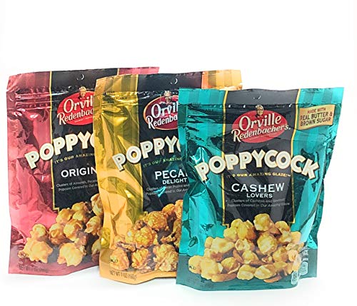 Orville Redenbacher Poppycock Variety Pack of Original, Pecan Delight, and Cashew Lovers, 7 oz Each Poppycock