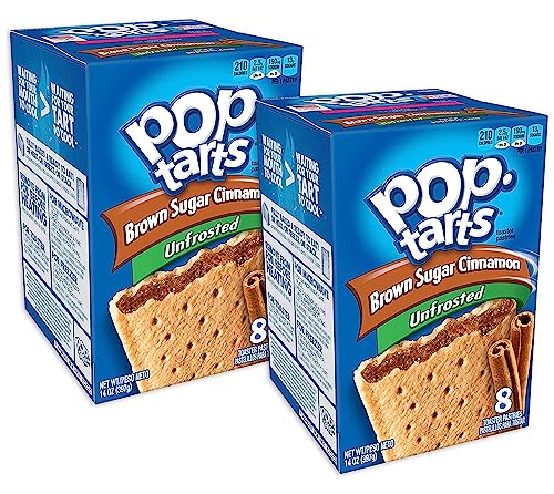 Pop Tarts Toaster Pastries, Unfrosted Brown Sugar Cinnamon 8 ea (Pack of 2) Kelloggs Poptarts