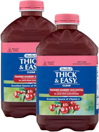 Thick & Easy Clear Thickened Cranberry Juice Cocktail Flavored Drink, Nectar Consistency, 46 fl oz (Pack of 2) Hormel