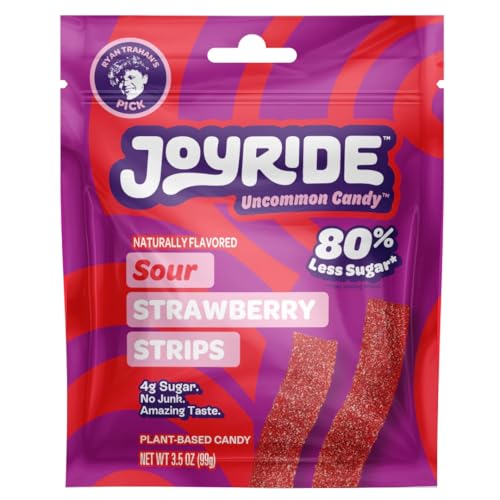 Joyride Sour Candy Strips, Sour Strawberry, 3.5 oz