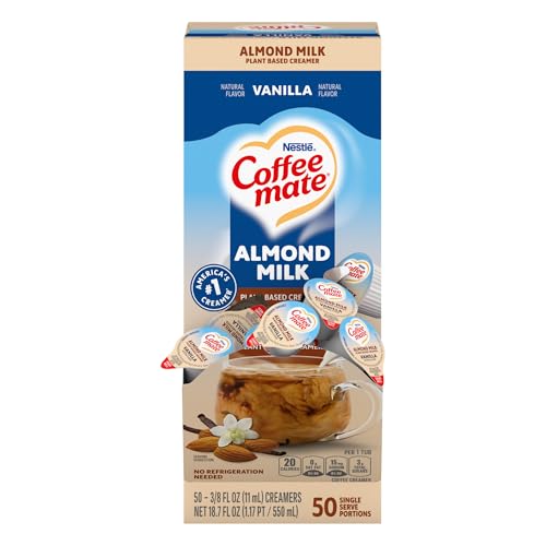 Coffee mate Almond Milk Vanilla Liquid Creamer Singles - Vanilla Almond Milk Flavor - 0.38 fl oz (11 mL) - 50/BoxTub Coffee Mate