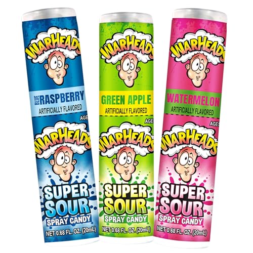 Sweetzo Warheads Super Sour Spray Candy, Assorted Flavors, 3 Pack